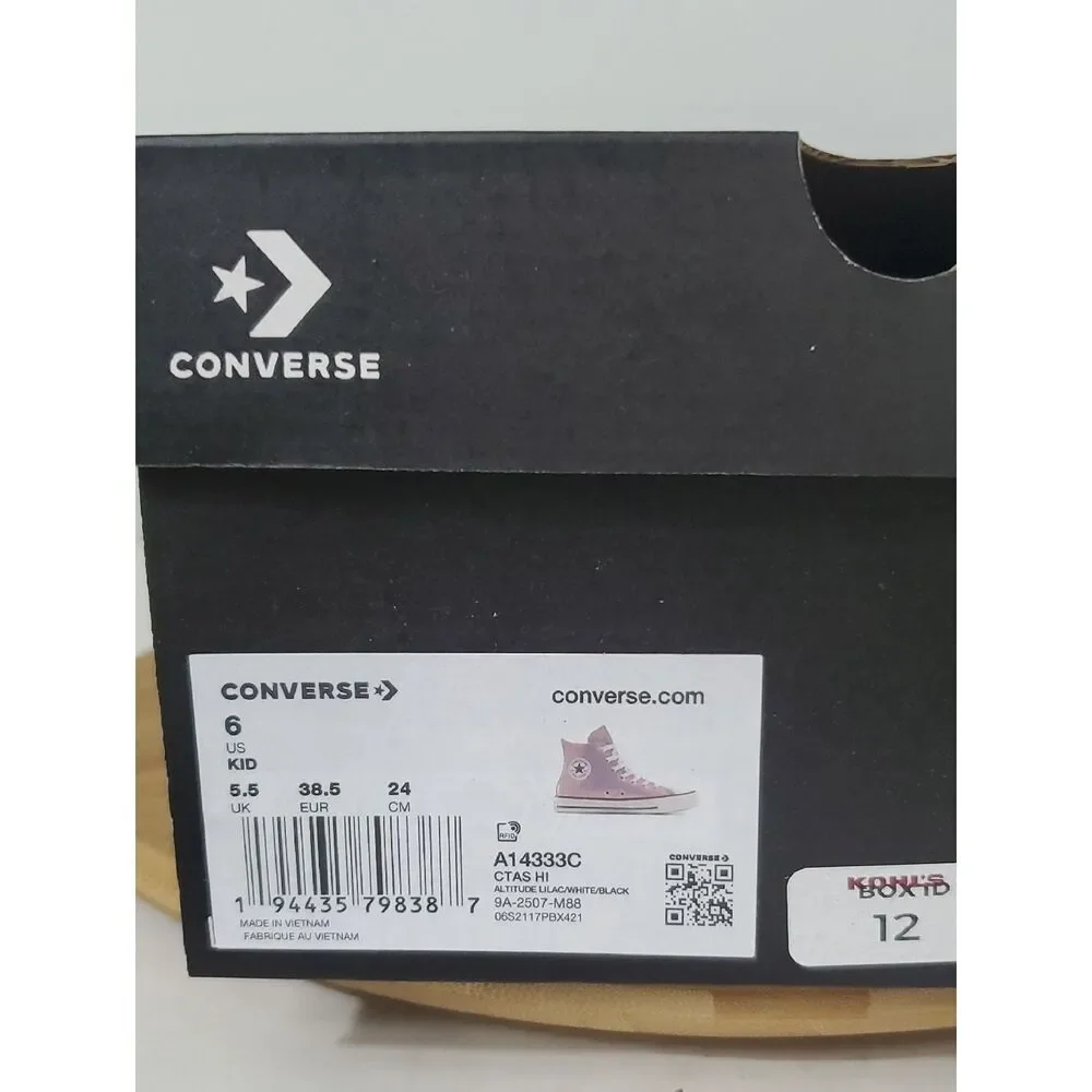 Converse CTAS Hi Tops Altitude Lilac Sparkly Size 6 Big Kid NIB
